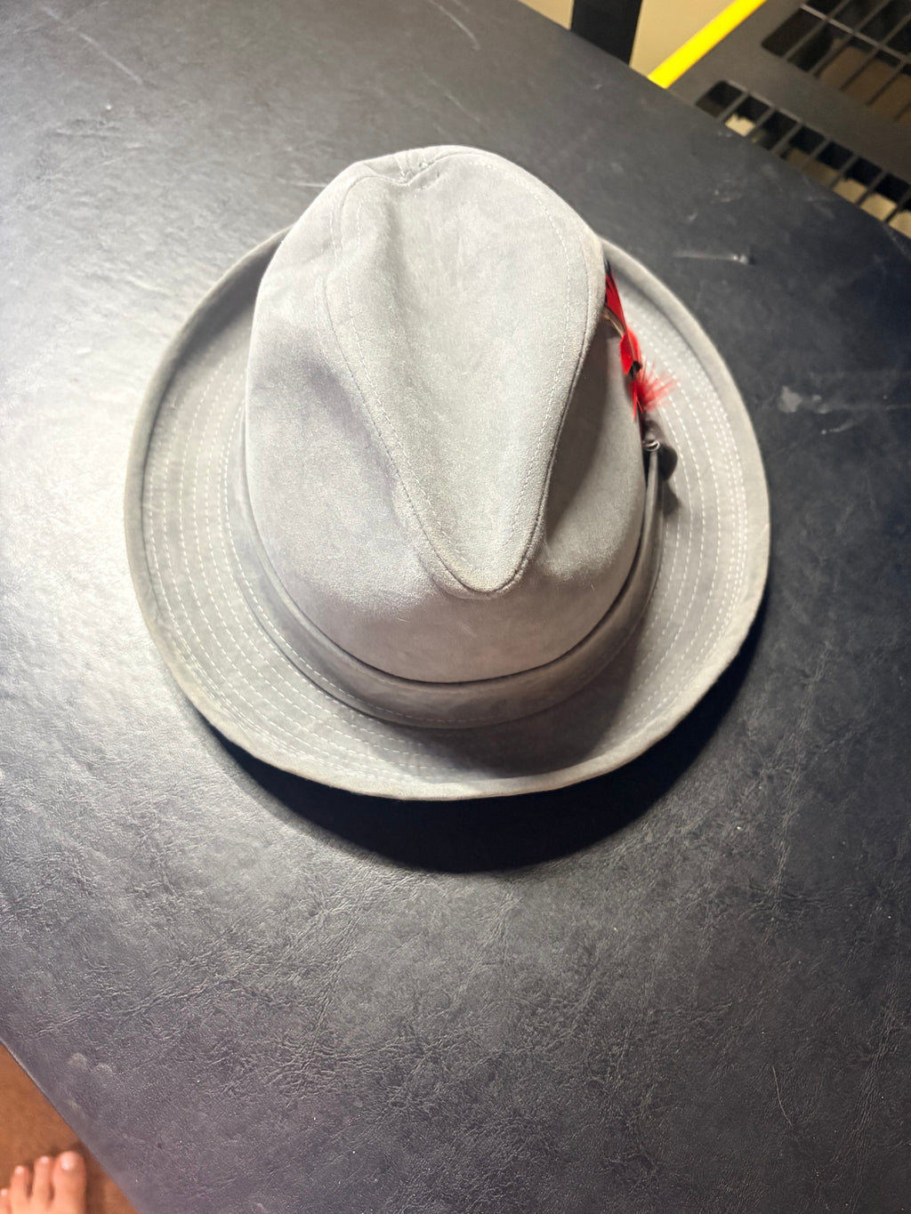 Grey pork pie hat