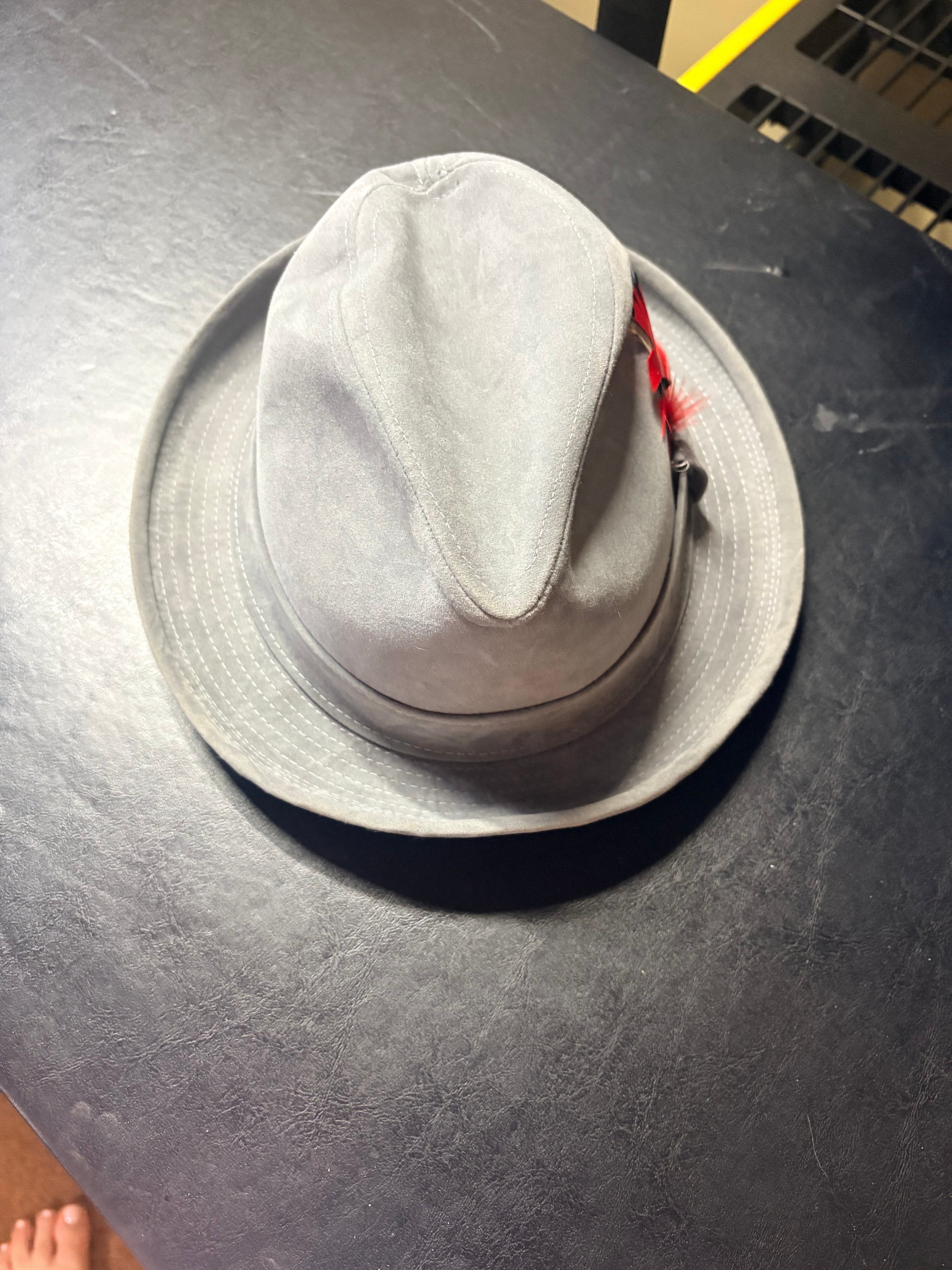 Grey pork pie hat